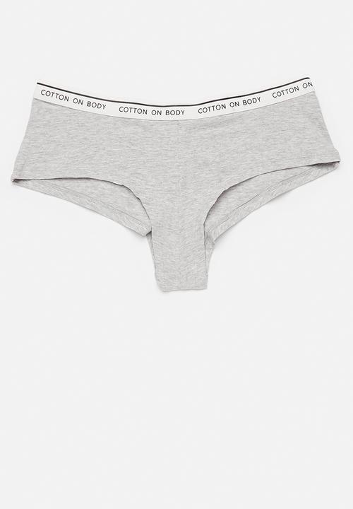 Cotton On - Branded Cotton Cheeky Boyshort 5Pk - Black/Greymrle/White/Blushbride/Bscotchmrle