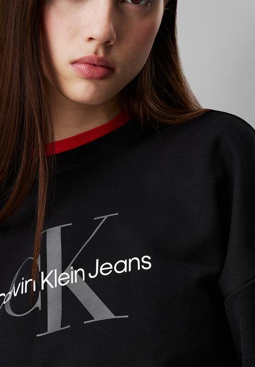 Calvin Klein - Ls monologo french terry rlxd crew - black