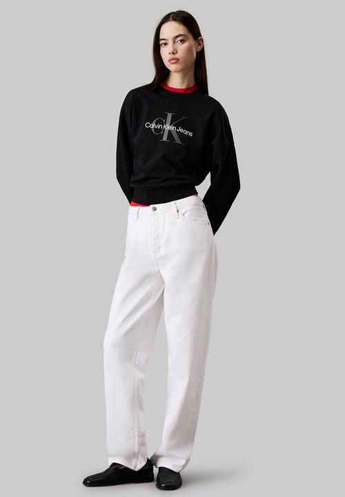 Calvin Klein - Ls monologo french terry rlxd crew - black