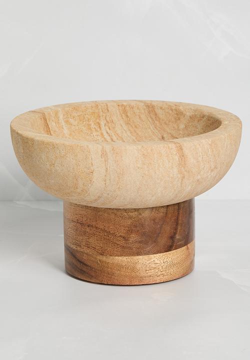 Marble & Wood Display Bowl - Natural