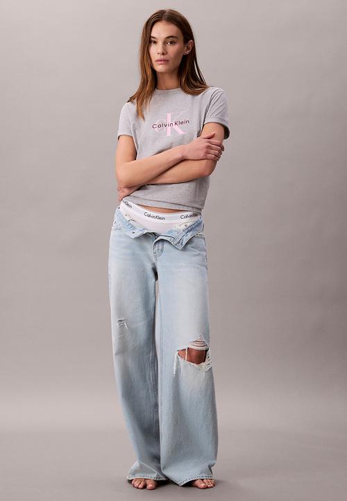 Calvin Klein - Hero ss classic monologo cneck tee - heroic grey heather