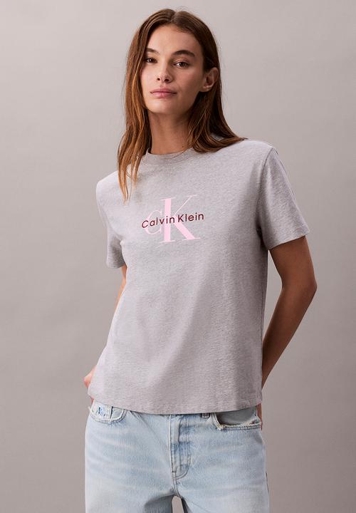 Calvin Klein - Hero ss classic monologo cneck tee - heroic grey heather