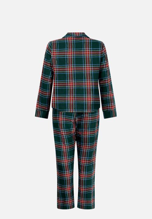 Hunkemoller - Pj ls flannel twill check - green