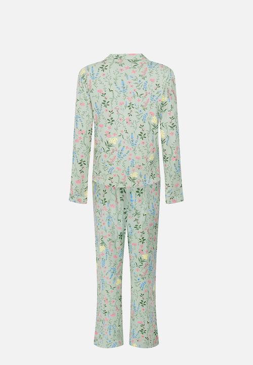 Hunkemoller - Pj jacket jersey dried flower - green