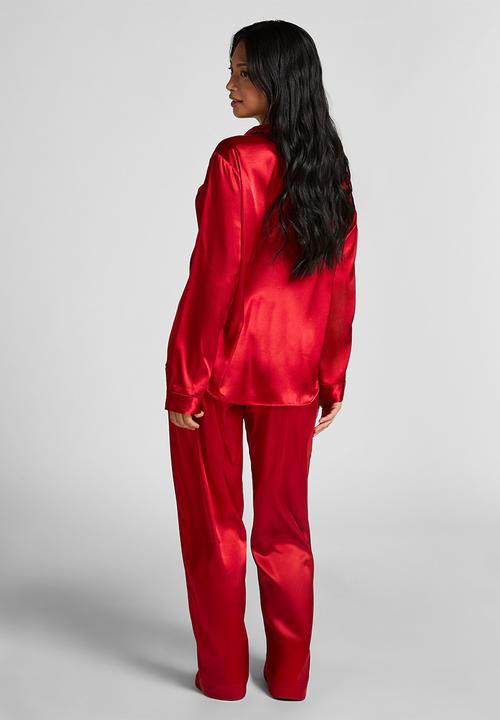 Hunkemoller - Pj ls satin minimal - chilli pepper