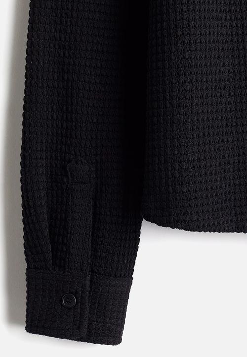 H&M - Regular fit waffled shirt - navy blue