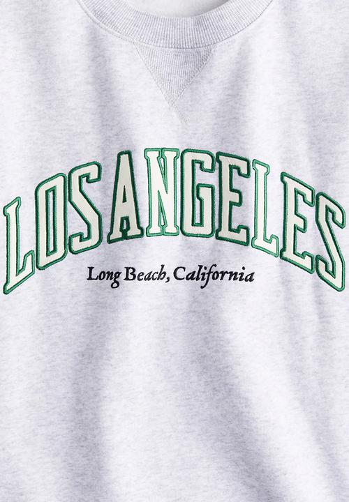 H&M - Text-motif sweatshirt - light grey marl/los angeles