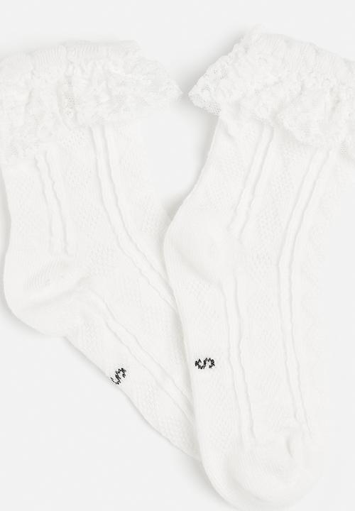 Pop Candy - Frill socks - white 