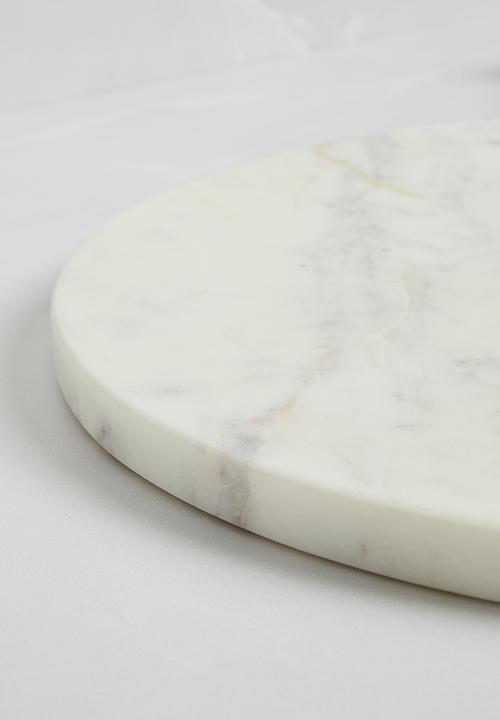 Sixth Floor - Round Marble Chopping Board Small - White