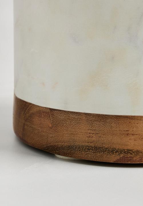 Sixth Floor - Marble & Wood Canister - White