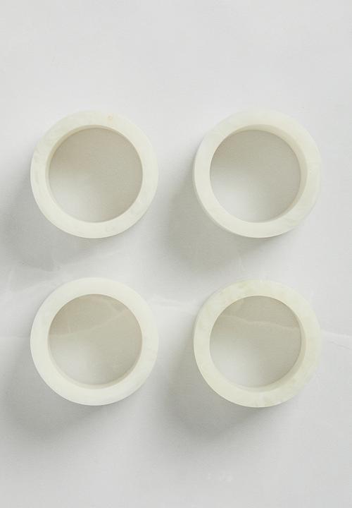 Sixth Floor - Resin Napkin Rings Set of 4 - White