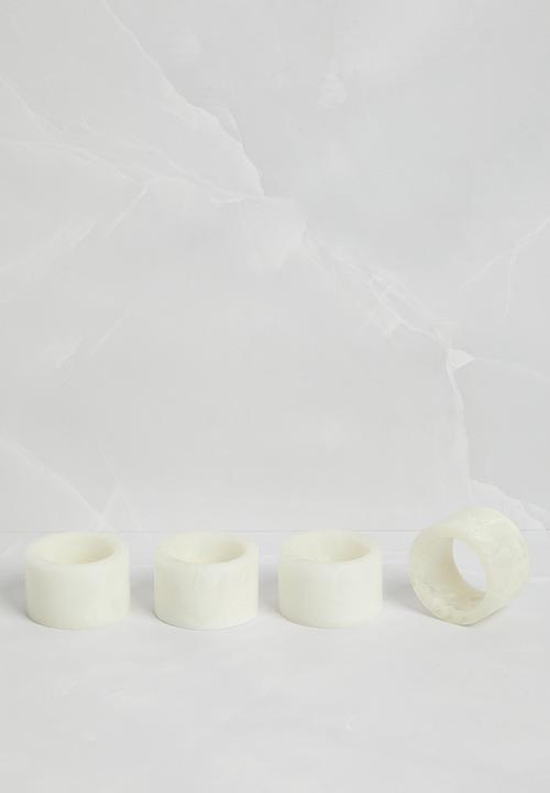 Sixth Floor - Resin Napkin Rings Set of 4 - White