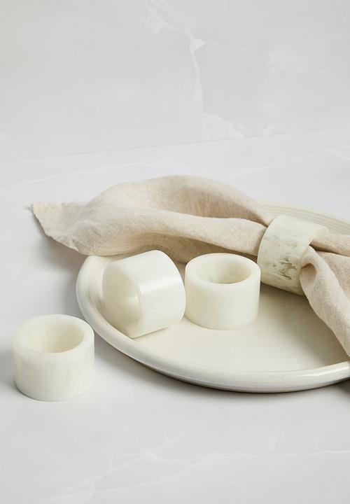 Sixth Floor - Resin Napkin Rings Set of 4 - White