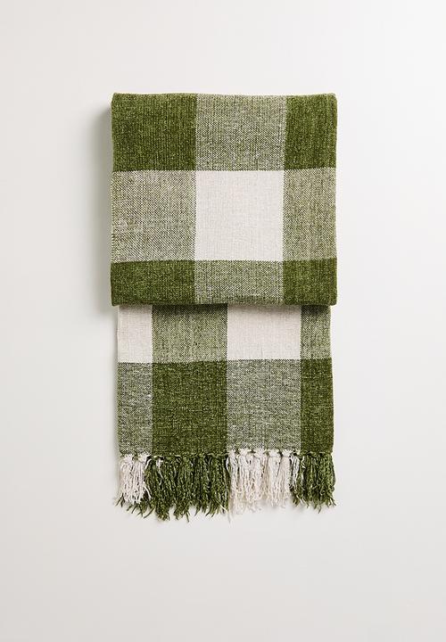 Sixth Floor - Chenille Check Throw - Olive