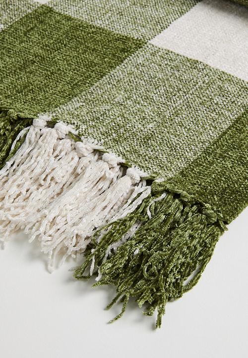 Sixth Floor - Chenille Check Throw - Olive