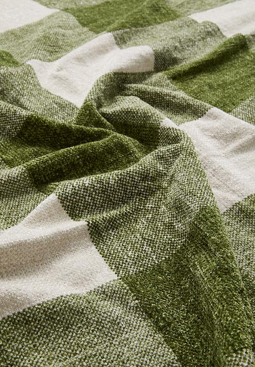 Sixth Floor - Chenille Check Throw - Olive