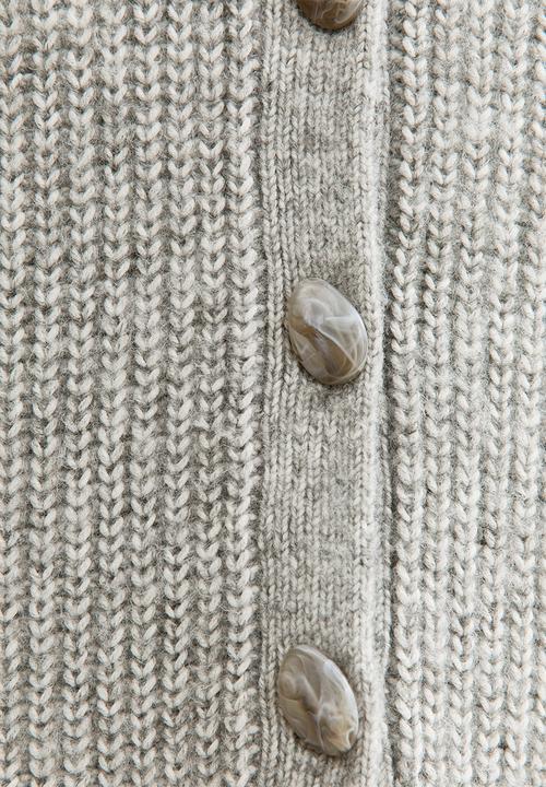 New Look - Ribbed Knit Raglan Sleeve Cardigan - mid grey