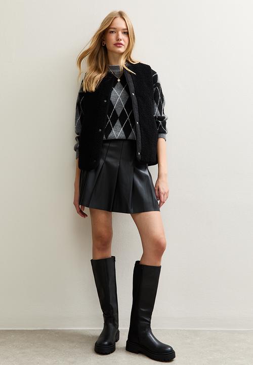 New Look - Faux Leather Pleated Mini - black