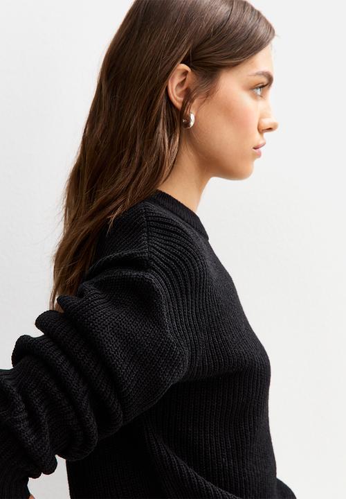New Look - Ribbed Crew Neck Knit Jumper - black
