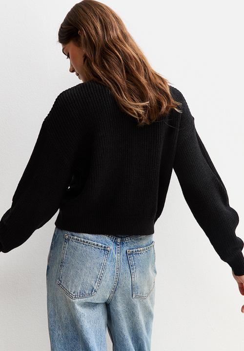 New Look - Ribbed Crew Neck Knit Jumper - black