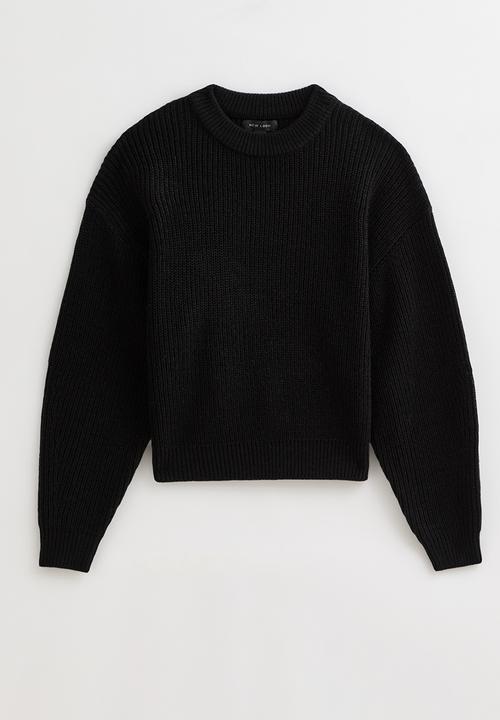 New Look - Ribbed Crew Neck Knit Jumper - black