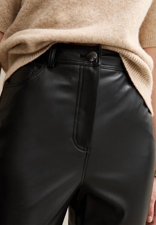 New Look - Faux Leather Straight Leg Trousers - black