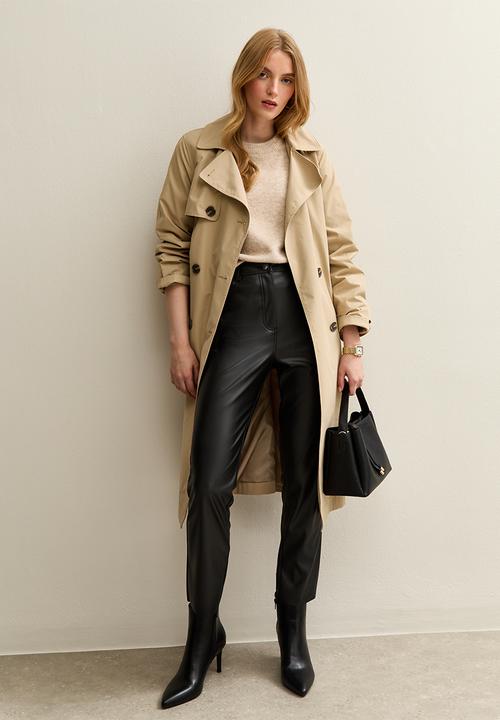 New Look - Faux Leather Straight Leg Trousers - black