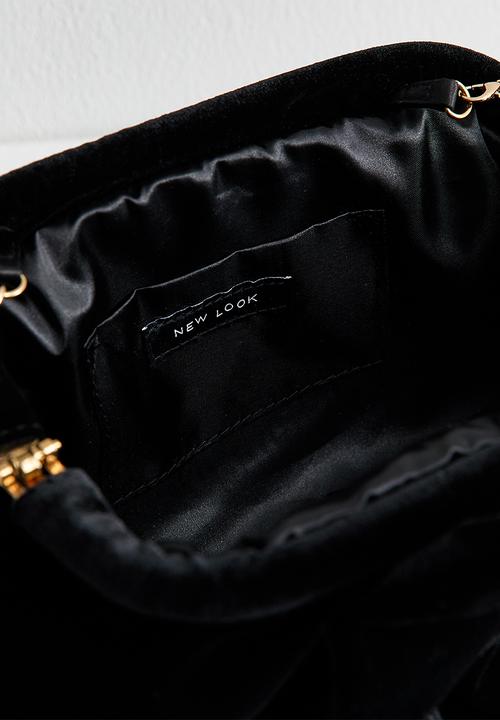 New Look - Bow velvet slouch clutch - black