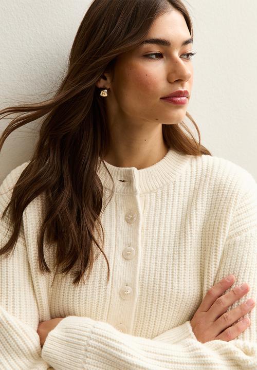 New Look - Half cardi henley - cream