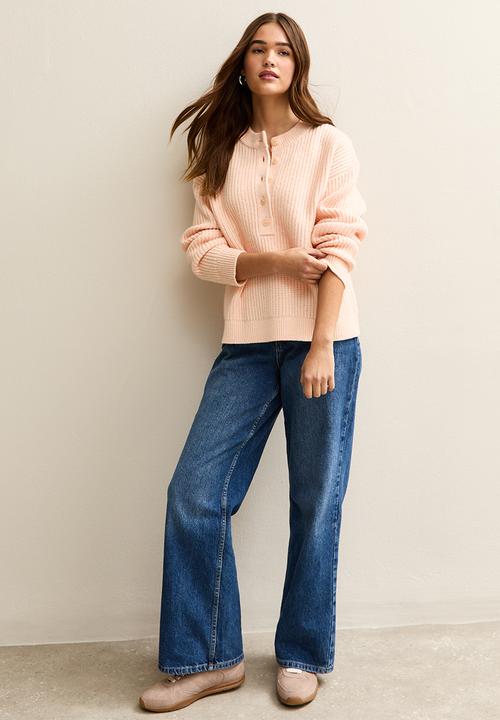 New Look - Half cardi henley - lt pink
