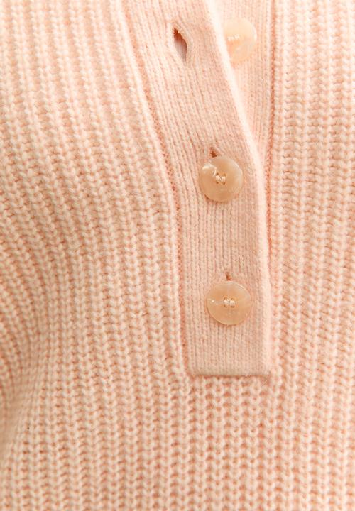 New Look - Half cardi henley - lt pink