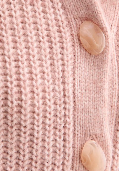 New Look - Ribbed Knit Raglan Sleeve Cardigan - lt pink