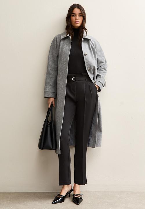 New Look - Belted Paperbag Waist Trousers - black