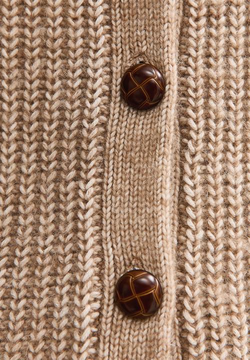 New Look - Ribbed Knit Raglan Sleeve Cardigan - camel