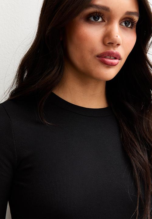 New Look - LS Rib crew - black