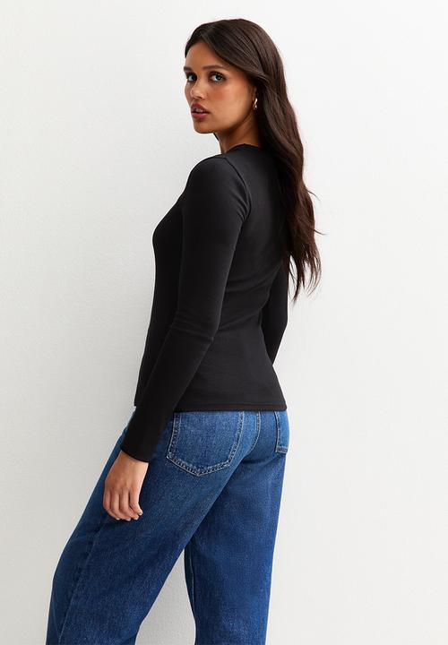 New Look - LS Rib crew - black