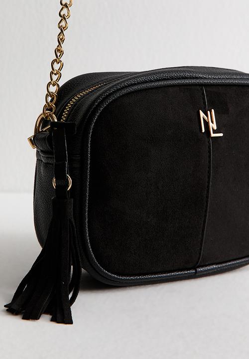 New Look - Thea suedette panel crossbody bag - black