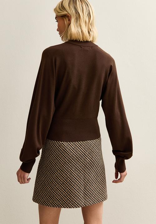New Look - Op High Neck Knit Jumper - dark brown