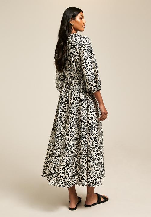 New Look - Sasha paisly smock midi  - camel