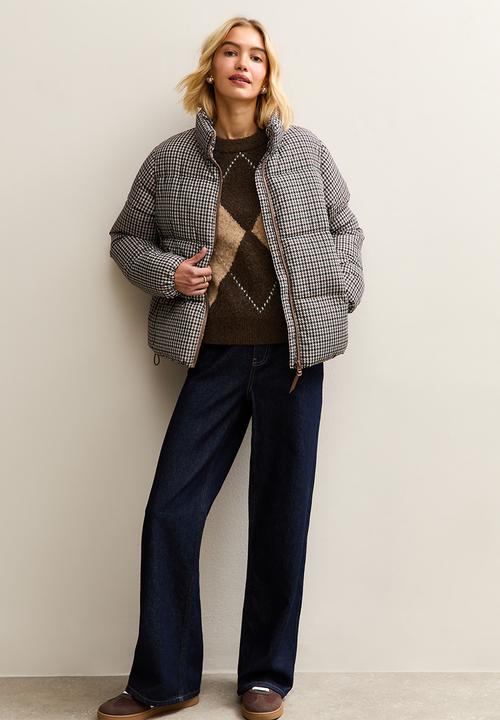 New Look - Argyle Crewneck Jumper - brown