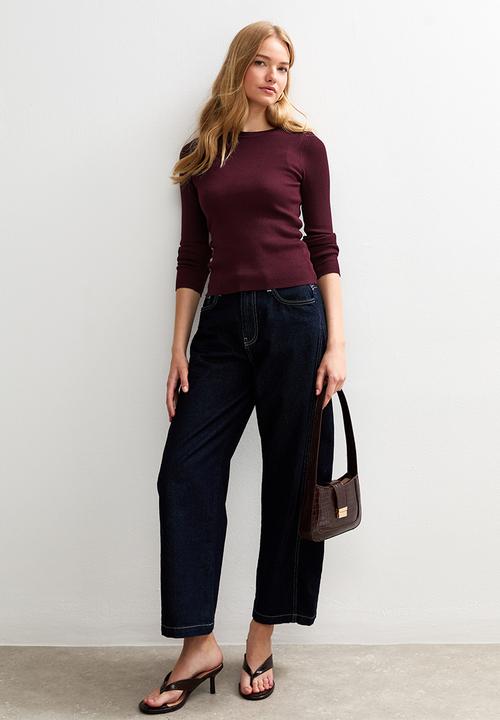 New Look - Op k vde fg crew nk - dk burgundy