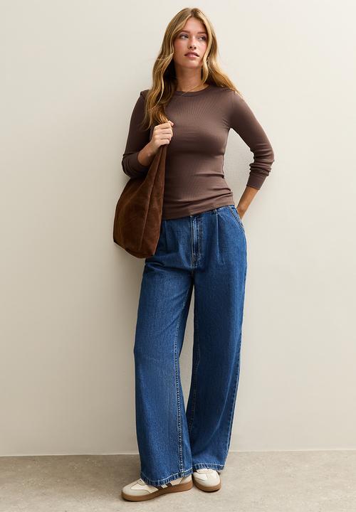 New Look - LS Rib crew - dark brown