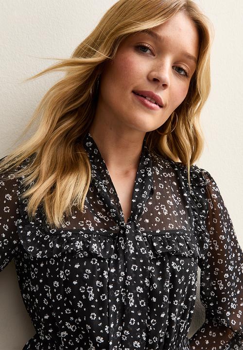 New Look - Clara floral bow mini - black