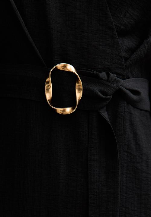 New Look - Wren wrap shirt midi - black