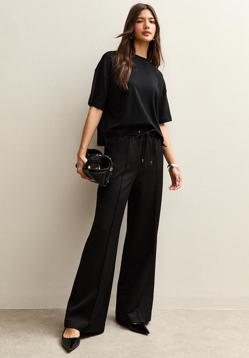 New Look - Wide Leg Drawstring Trousers - black