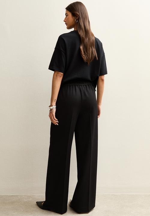 New Look - Wide Leg Drawstring Trousers - black