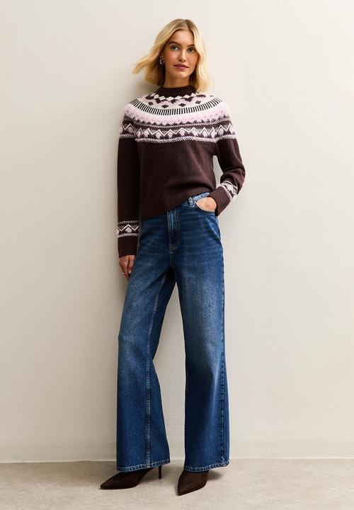 New Look - Fluffy Fairisle Jumper - brown