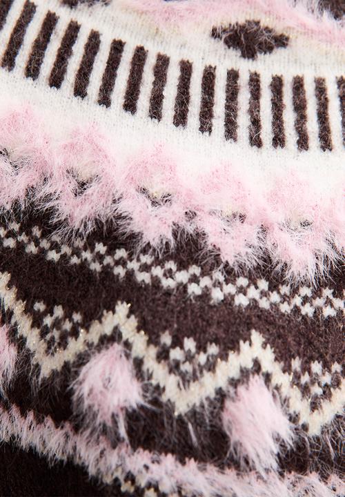 New Look - Fluffy Fairisle Jumper - brown