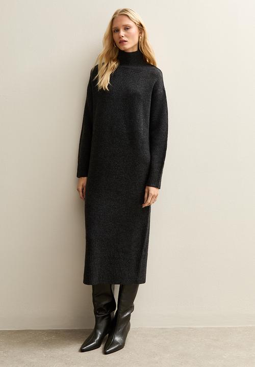 New Look - High Neck Midi Dress - dark grey