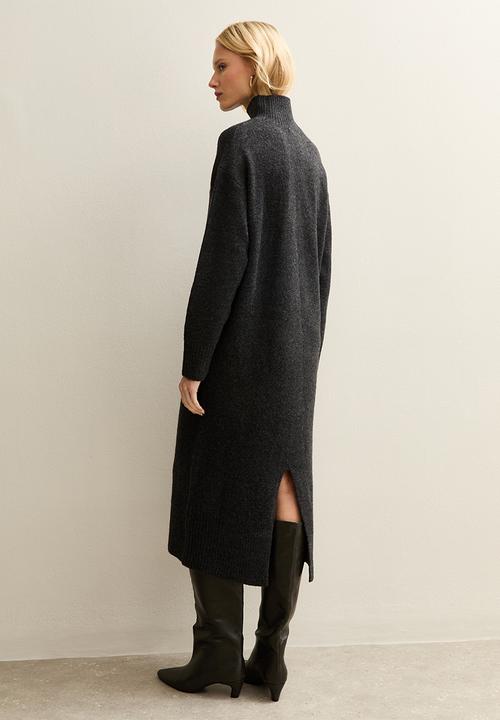 New Look - High Neck Midi Dress - dark grey